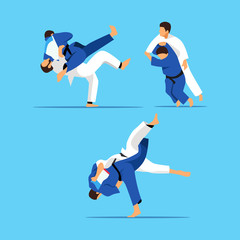Fototapeta na wymiar Judo fight. Vector illustration.