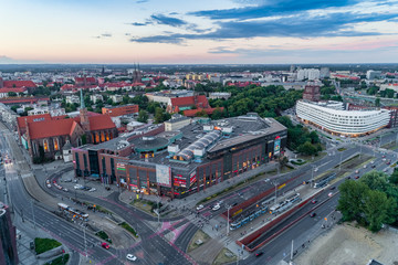 Panorama of Dominican Square in the evening aerial view
