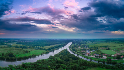 Odra in Opatowice panorama aerial view