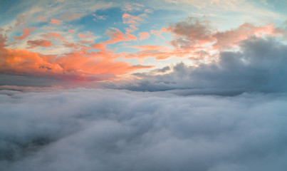 Above the clouds beautiful aerial view