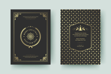 Christmas greeting card design template vector illustration.