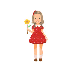 Cute little girl character flat illustration