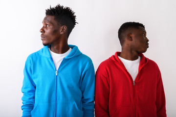 Profile view of young black African man looking to the right wit