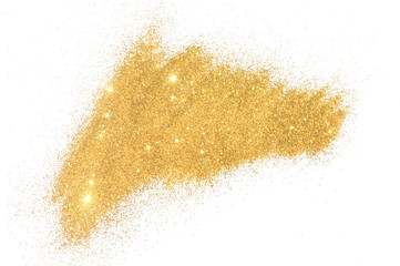 Fototapeta na wymiar Textured background with golden glitter sparkle on white