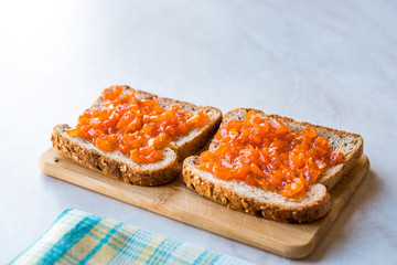 Carrot and Rose Jam on Bread / Mixed Marmalade