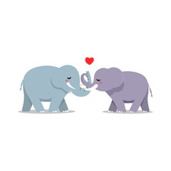 cute elephants in love. vector illustration