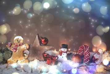Weihnachten Hintergrund - niedliche Weihnachtsfiguren 