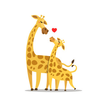 Hugging Giraffe Postcard Vector illustration, love 