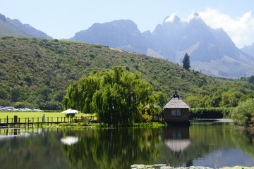 Fototapeta na wymiar Beautiful Lake at a Winery close to Swellendam, South Africa