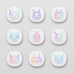 Chatbot app icons set