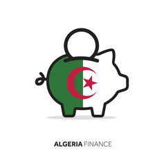 Algeria economic concept. Piggy bank with national flag.