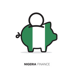Nigeria economic concept. Piggy bank with national flag.