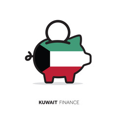 Kuwait economic concept. Piggy bank with national flag.