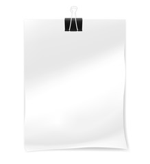 Crumpled sheet of white paper with black binder clip mock-up