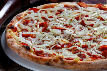 Pizza pepperoni with olive oil