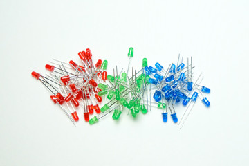 Red, Green, Blue Diodes On The White Background
