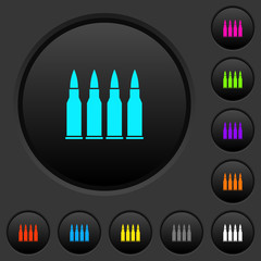 Four bullets dark push buttons with color icons