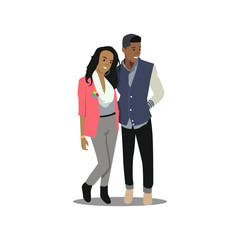 Black couple isolated, happy friends