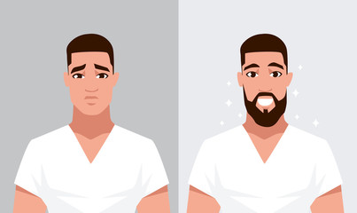 vector portraits of face men with beard, bearded man