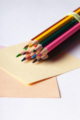 Arrangement of colorful pencils close up