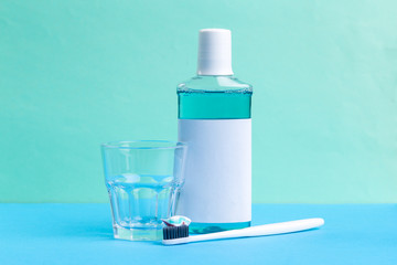 mouthwash and toothbrush for healthy care oral cavity