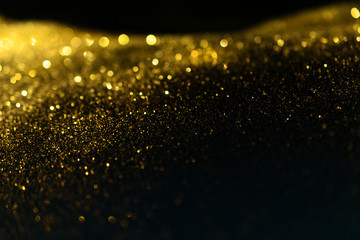 glitter lights grunge background, gold glitter defocused abstract Twinkly Lights Background. - obrazy, fototapety, plakaty
