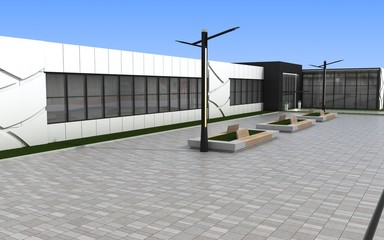 Naklejka premium 3d render exterior mall