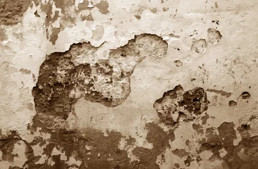 Papier Peint photo Vieux mur texturé sale Сraked weathered cement wall texture in brown tone.