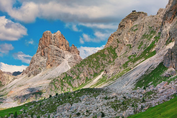 High peaks of Dolomites in Tre Cime di Lavaredo Natural park, Italy