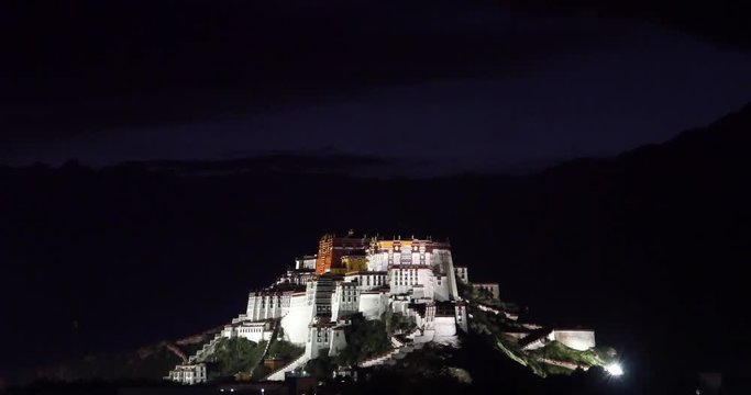 4k Potala in Lhasa,Tibet at night.