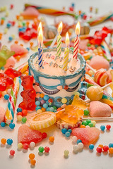 Happy birthday cake with candles