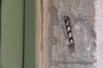 A "mezuzah", a decorative case containing a piece of parchment with a verse from the Hebrew bible, on the doorpost of a Jewish home in Jerusalem.