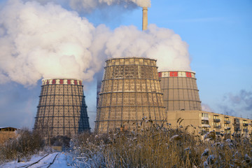 combined heat and power plant in winter