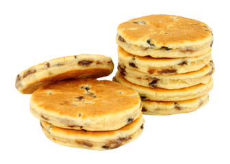 Traditional fruit Welsh cakes isolated on a white background