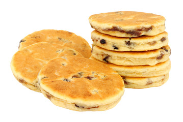 Traditional fruit Welsh cakes isolated on a white background