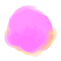 Bright spot. Colored aquarelle blotch on isolated white. Watercolour splotch. Paint and ink smudges. Blur stain. Trendy label brush stroke background