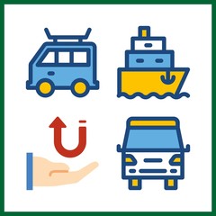shipping icon. receive and van vector icons in shipping set. Use this illustration for shipping works.