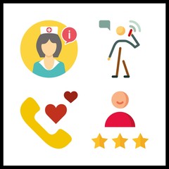 4 support icon. Vector illustration support set. nurse and talking icons for support works