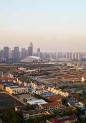 Naklejka premium Miasto Nantong, widok z góry Langshan, Jiangsu, Chiny