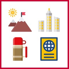 tourism icon. passport and skyline vector icons in tourism set. Use this illustration for tourism works.