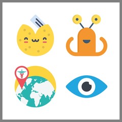 4 future icon. Vector illustration future set. fortune cookie and vision icons for future works