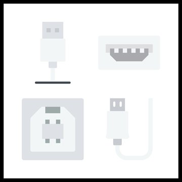 4 universal icon. Vector illustration universal set. usb cable and usb icons for universal works