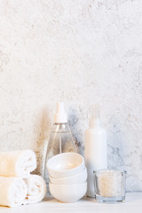 White sunny composition with body care products