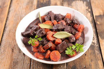 beef, carrot and wine sauce