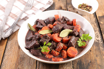 beef, carrot and wine sauce