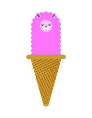 Llama Ice cream. Lama alpaca Eskimo. Cute animal Sweetness cartoon vector