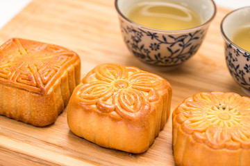 Mid-Autumn Festival moon cake on white background