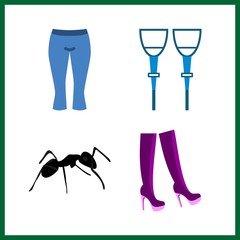 leg icon. ant and pants vector icons in leg set. Use this illustration for leg works.