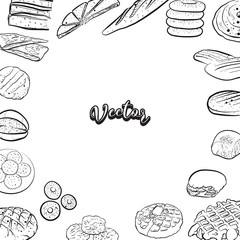 Hand drawn bread icons, menu background