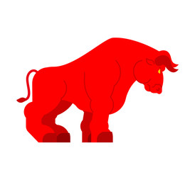 Bull red strong isolated. Big power buffalo